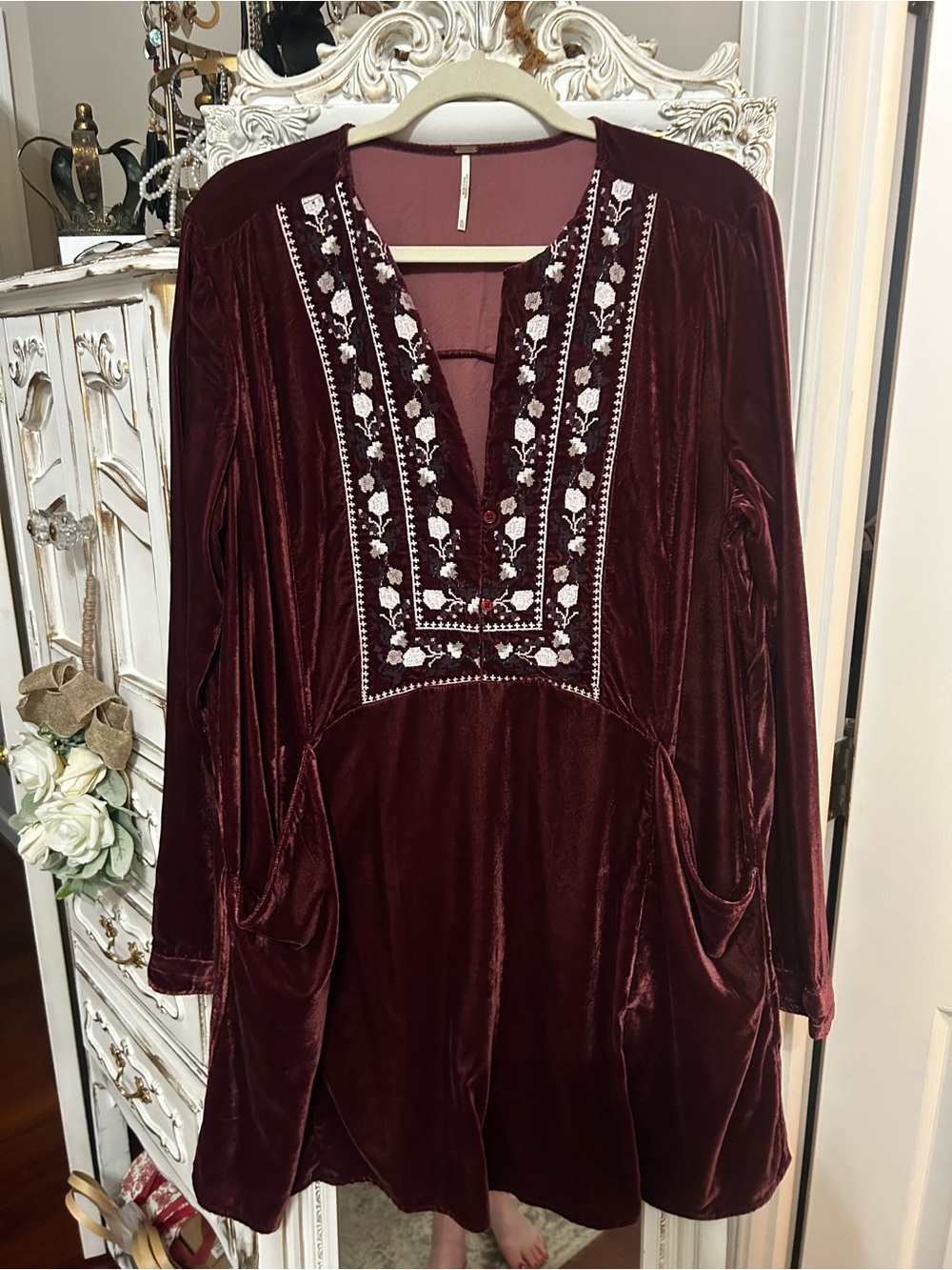 Free people always and forever velvet mini dress XL